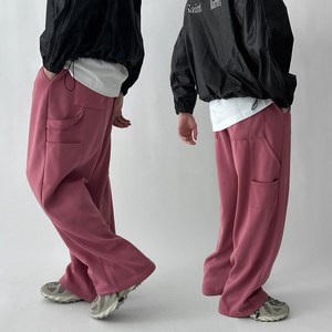 기본안감/양털안감 빠델 남녀공용 커플 카펜터 트레이닝 와이드 스트링 팬츠 기모 겨울