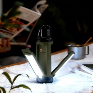 Keebright 3in1감성 캠핑랜턴 3000mAh 숫자표시 IP65방수 접이식 무드등 차박 비상조명, 1개, 딥그린
