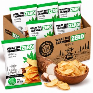 왓더파머스 글루텐프리 비건 통슬라이스 정제설탕제로 카사바칩 건강한 저당 과자, 5개, 39g