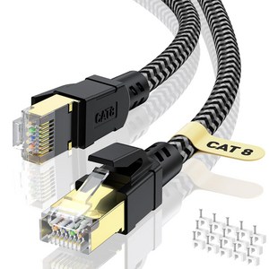 CAT8 랜선 초고속 인터넷 랜케이블 40Gbps 2000MHz, 10m, 1개, 블랙