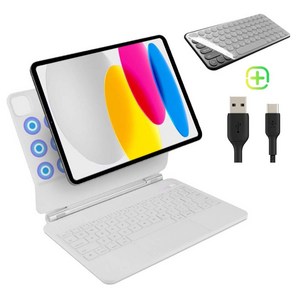 아이패드 에어7/6/5/4세대 프로 1/2/3/4/5/6/7/8세대 11/12.9/13인치 10/11세대 호환 매직 키보드 블루투스 한글각인 iPad Air/PRO 케이스나라, 화이트-한글 각인