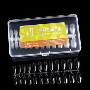 아몬드형 스틸레토형 롱연장 전부착 투명 네일팁 부드럽고 얇은 타입 240입, 1개, 아몬드형 네일팁