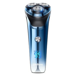 LifeSync FK373 남자 전기면도기 3헤드 생활방수 건식 습식 면도 트리머 포함 남성 선물 추천, 블루