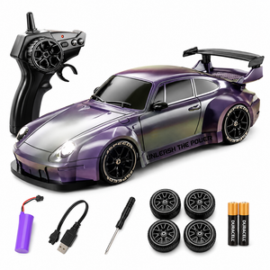 FoldAir 4륜구동 RC 드리프트카 2.4GHz 무선조종 LED 라이트 비례식 스로틀 레이싱 자동차 완구, 1개, 자색