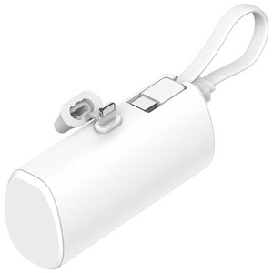 밸류엠 도킹형 보조배터리 5000mAh D2 C타입 케이블 빌트인 8핀, 화이트, VM-B2DA5GPQ8P