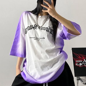 [디디댄스] 자체제작 스프레이 S 레터링 반팔 힙합티 댄서 방송댄스 무대의상 줌바웨어 에어로빅복, 퍼플