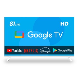 이브이 32인치 81cm HD 스마트 구글TV 화이트 LG패널 에너지효율 1등급, 32인치 HD 구글TV 화이트, 스탠드형, 고객직접설치