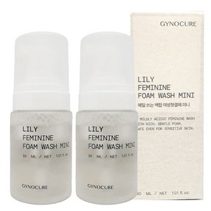 GYNOCURE 지노큐어 백합 여성청결제 미니 휴대용 여행용, 2개, 30ml