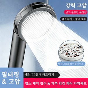 LOCIKA 다중필터 염소제거 고압 샤워헤드, 그레이, 1개