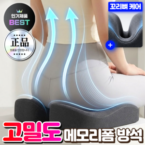 바디온케어 바른자세 의자쿠션 메모리폼 방석 무하중 사무실 휴대용 푹신한 꼬리뼈, 블랙