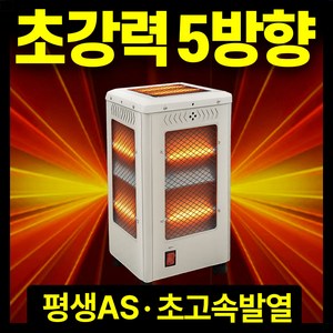 테르톤 5면 입체난로 전기히터, TH-5058, 블랙 + 화이트