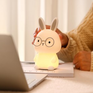 토끼 무드등 실리콘 수유등 타이머 취침등 컬러 조명, 그레이안경
