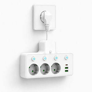 1Type-C+2USB T탭 다기능 확장형 멀티탭 야간 무드등 개별 스위치, 1개, 흰색-3구, 10cm