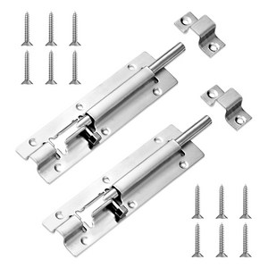 LINJIN 스테인리스강 빗장 문고리 경첩 6인치 실버, 2개