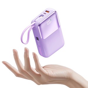 아우스힐 PD 22.5W QC3.0 고속충전 케이블 일체형 대용량 보조배터리 20000mAh, 퍼플