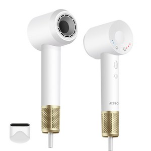 AIESCO 초고속의 음이온 저소음 헤어 드라이기 휴대용 가정용 드라이어 1500W, 화이트
