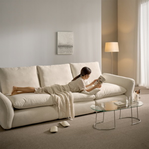 라라홈 누아젤 모듈형 스윙 패브릭 4인 소파, 화이트_4인소파+스툴추가