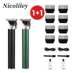 nicoliley 독일 프로 바리깡 세트 이발기 다용도가정용 USB충전식 이발기, 블랙+그린