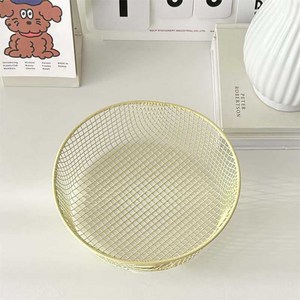 iHome 마카롱톤 원형 철제 다용도 과일 간식 트레이 바스켓, 1개, 옐러우