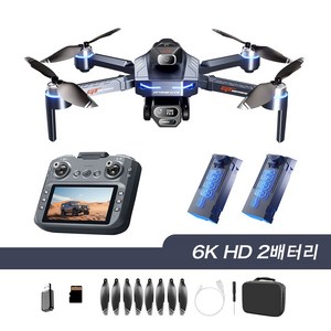 HHSSL GT8 항공 촬영 6K 듀얼 카메라 스크린 리모컨 4.3인치 HD 화면 드론, 블랙, 1개