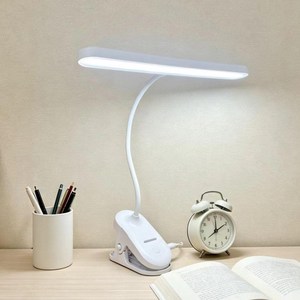 클립형 LED 스탠드 책상 조명 USB 급전, 화이트, 화이트