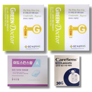 그린닥터 시험지 100매+침 100개+솜 100매 GC 녹십자 메디스 MS 혈당 측정 검사지 당뇨 스트립 체크지 strip, 그린시험지100매+침100개+솜100매, 1개
