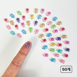 오눈누 행운을부르는 거북이파츠 초미니 거북이 폰꾸 DIY 네일파츠 미니어쳐 키링 피규어, 50개, MIX