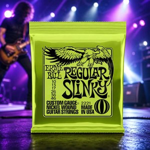ERNIE BALL 어니볼 P02221 레귤러 슬링키 니켈와운드 일렉기타줄 6현 세트 (010-046), 1개, PO 2221