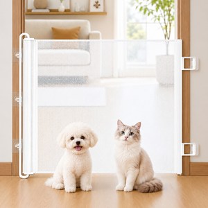 무타공 슬라이딩 강아지 안전문 고양이 안전문, 화이트, 1개