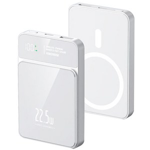 맥세이프 보조배터리 20000mAh 무선 대용량 가벼운 아이폰 갤럭시 사용가능, 흰색, GG1260110-1S2P 20000