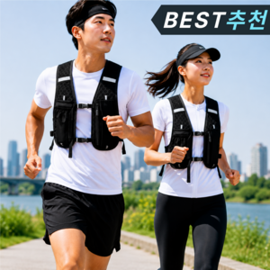 런맥스 초경량 남녀공용 트레일 러닝 조끼 마라톤 등산 백팩 베스트, 1개, 블랙