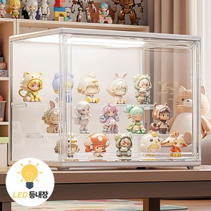 Curious Pony 피규어 장식장 led 투명 아크릴 케이스 탈부착 가능한 계단형 선반, 1개