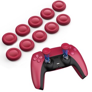 PS5 PS4 조이스틱 캡 스틱 커버 엄지 그립 10P 세트 미끄럼방지 에임 향상 교체용 보호 액세서리, 1세트, 빨간.