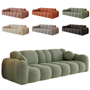 파티오헤이븐 3인용 쇼파 조약돌 소파 패브릭 카우치 부클레 벨벳, 아이스 그린 벨벳