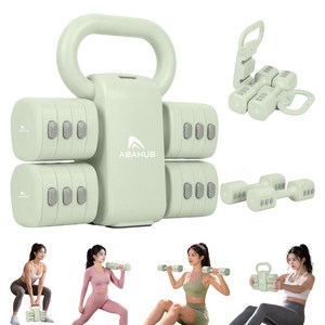 ABAHUB 2in1 무게조절 덤벨 케틀벨 여성 홈트 입문용 미끄럼방지 그립, 1개, 5kg, 녹색