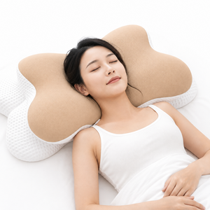 그린스토아 베개 목편한 경추 배게, 1개, 화이트 + 샌드베이지