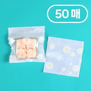 세모쇼핑백 귀여운 손잡이 지퍼백 포장봉투, 50매, 데이지 소형(손잡이 X)