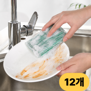 다브온픽 강력 세척 양면 설거지 수세미, 1개, 12개