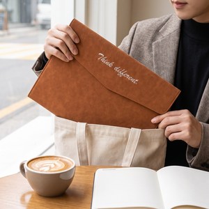 비즈니스 A4 전문가 서류 가방 가죽 문서 파일 파우치 직장인 클러치, 1개, 그레이-Carpe diem
