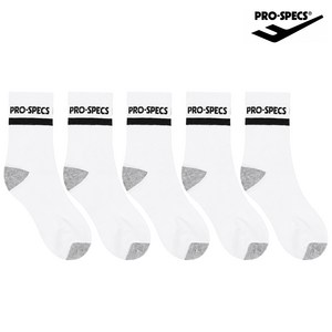 프로스펙스 스트라이프 로고 중목 양말 5족 세트 PRDSLMDL-WH5, 화이트, 1세트