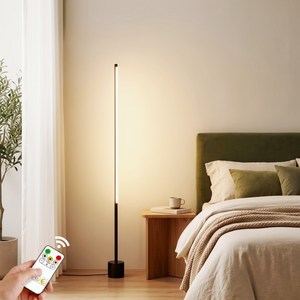 LED 플로어램프 리모 컨3색 밝기조절무드조명 심플 디자인거실 침실 장스탠드, 검은색-100cm
