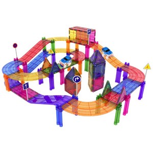 이지드로잉 트랙카 car track 자석 블록 블럭 자동차 레일 장난감 주차타워, 200피스