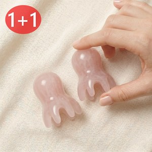 퍼머스 문어 괄사 두피 마사지기 지압기, 핑크, 2개