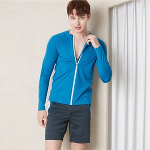 베이직엘르 지퍼 로고 포인트 집업 래쉬가드 비치반바지 세트BEM-V997B
