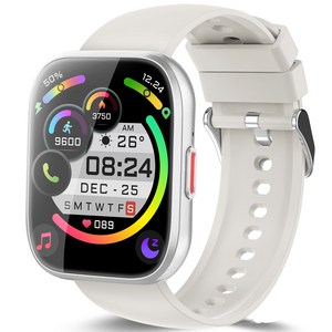 Donerton P114 통화가능 GPS 블루투스 스마트워치 스포츠 워치 대화면 한글판, GPS + 블루투스, 4.3cm, 흰색