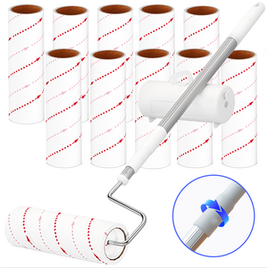 쉬리브 초강력 사선 커팅 테이프클리너 돌돌이 모발 먼지 클리닝 +3단 핸들+ 리필 10개, 1세트