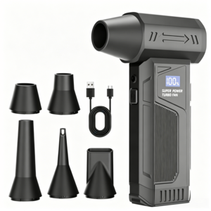 BAMIFUN 초강력 터보 송풍기 140000 RPM 블로워 무선 에어건 LED 조명 배터리 잔량 표시 휴대용 미니 사이즈 캠핑/자동차 세차/청소용, 블랙, M4