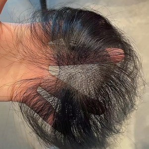 큐엔유 내추럴 여성 앞머리 가발 수제 인모 정수리 부분가발, 1개, 브라운 중간가르마 타입