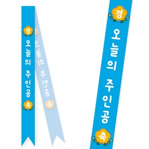 [솔메이드] 생일 어깨띠 파티 소품 오늘의주인공 축하 승진 58종 (내용고정형), 베이직-라이트블루(고정형)