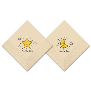 프리미엄 대나무 항균 냅킨 / 국내생산 / 안심사용 / 해피데이 감성 종이냅킨, 8000개입, 1박스, 천연갈색 - 별 + 달